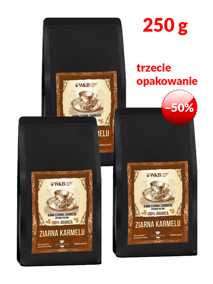 Kawa ziarnista 250g – „Ziarna Karmelu” 3 szt.