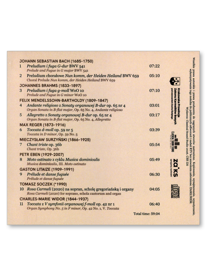 Tomasz Soczek – Organy Sanktuarium Świętego Józefa (CD Audio) - obrazek 2